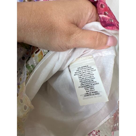NEW Alice + Olivia Fina Smocked Eyelet Dawn Floral Mini Dress Multi Color Size 0 - Picture 5 of 7